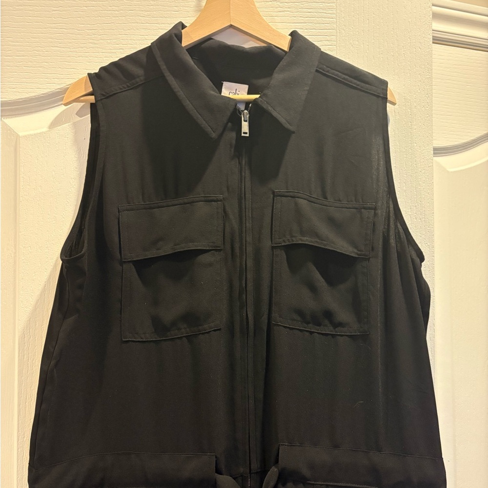 CAbi Black Sleeveless Zip-Up Jumpsuit